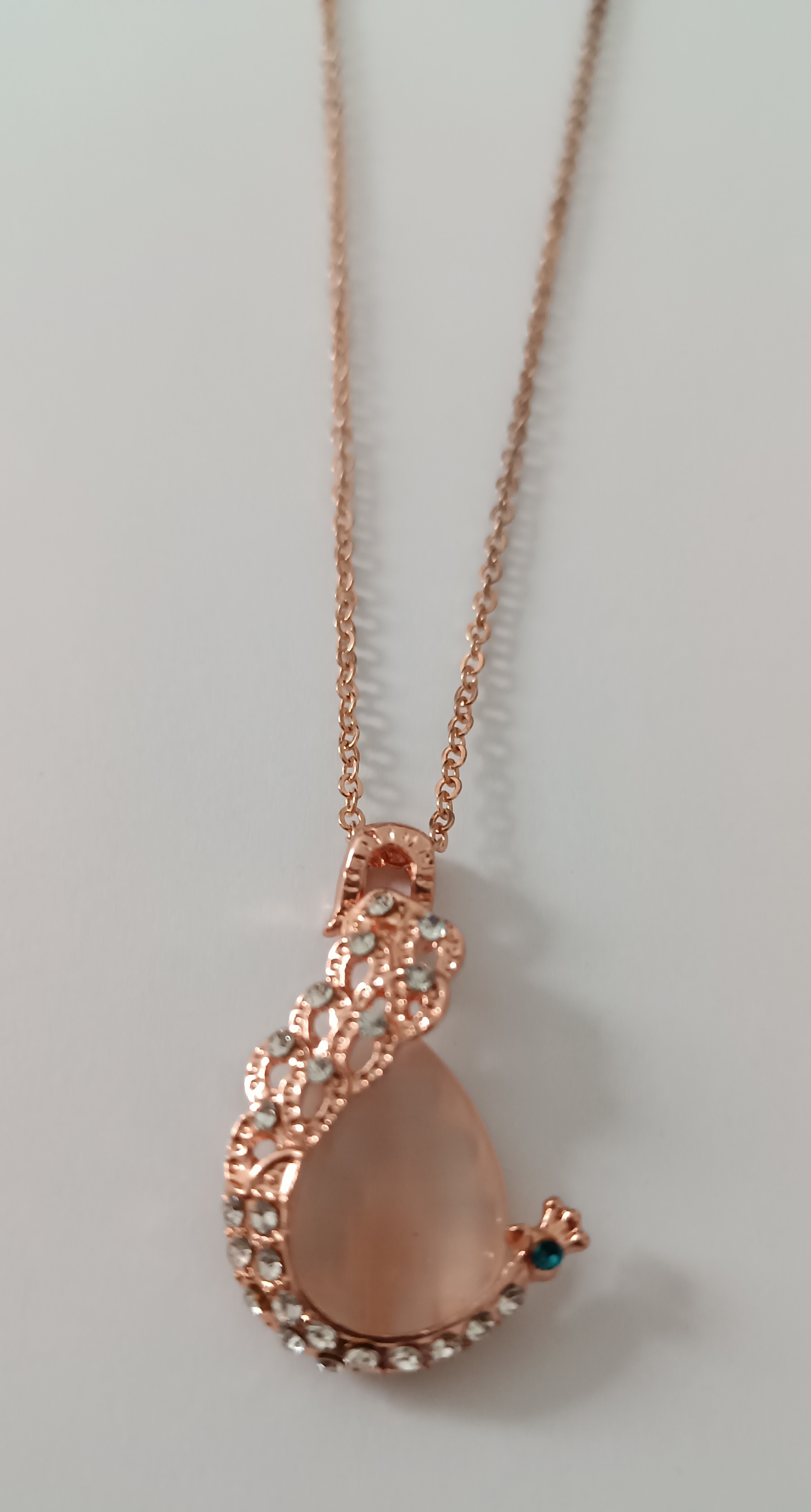 Parure Collier et Boucles d'Oreilles couleur or rose et strass