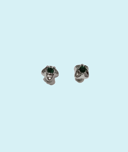Boucles d'oreilles fleur en plastique pierre verte