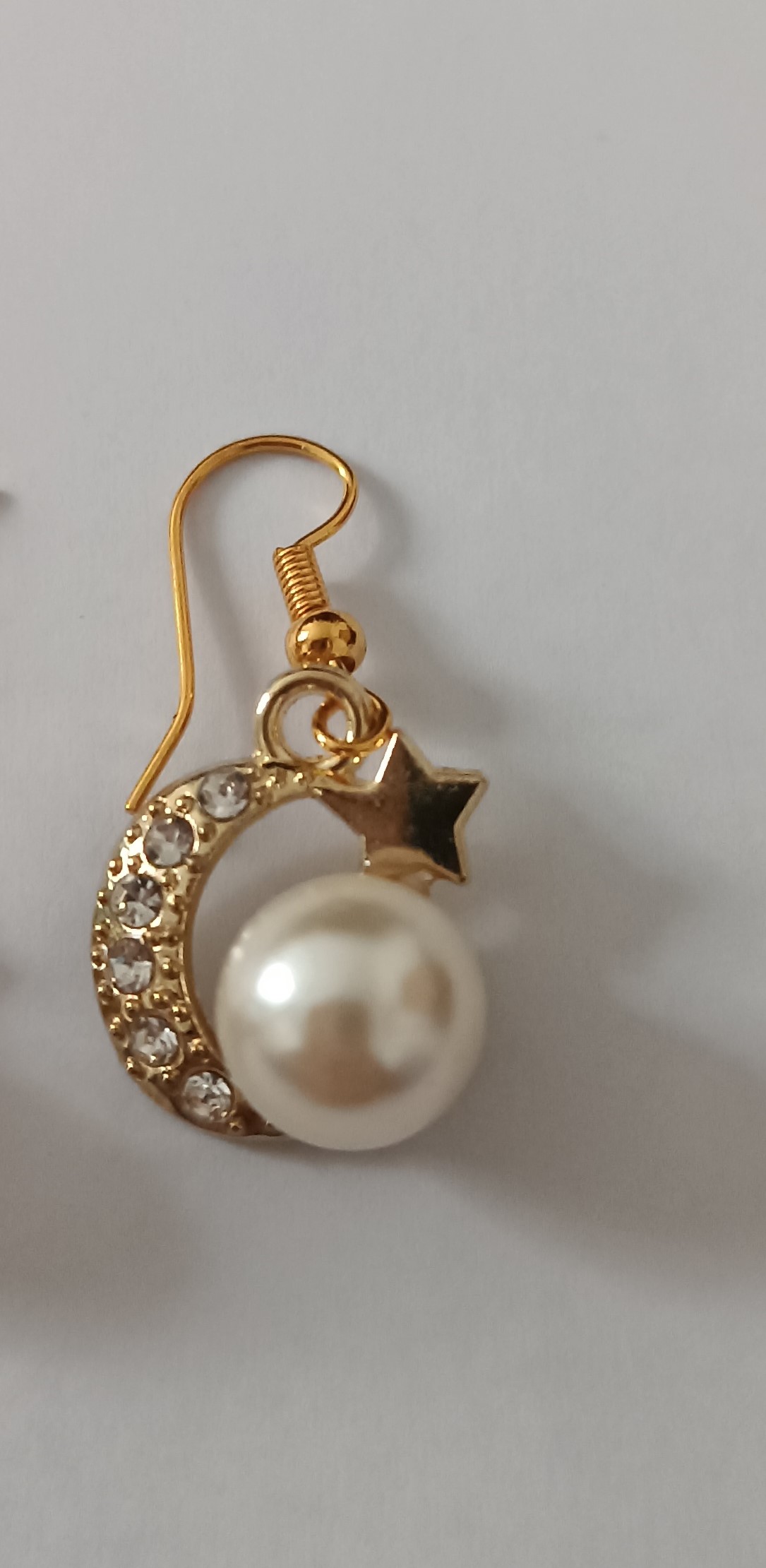 Boucles d'oreilles Lune, Etoile et perle