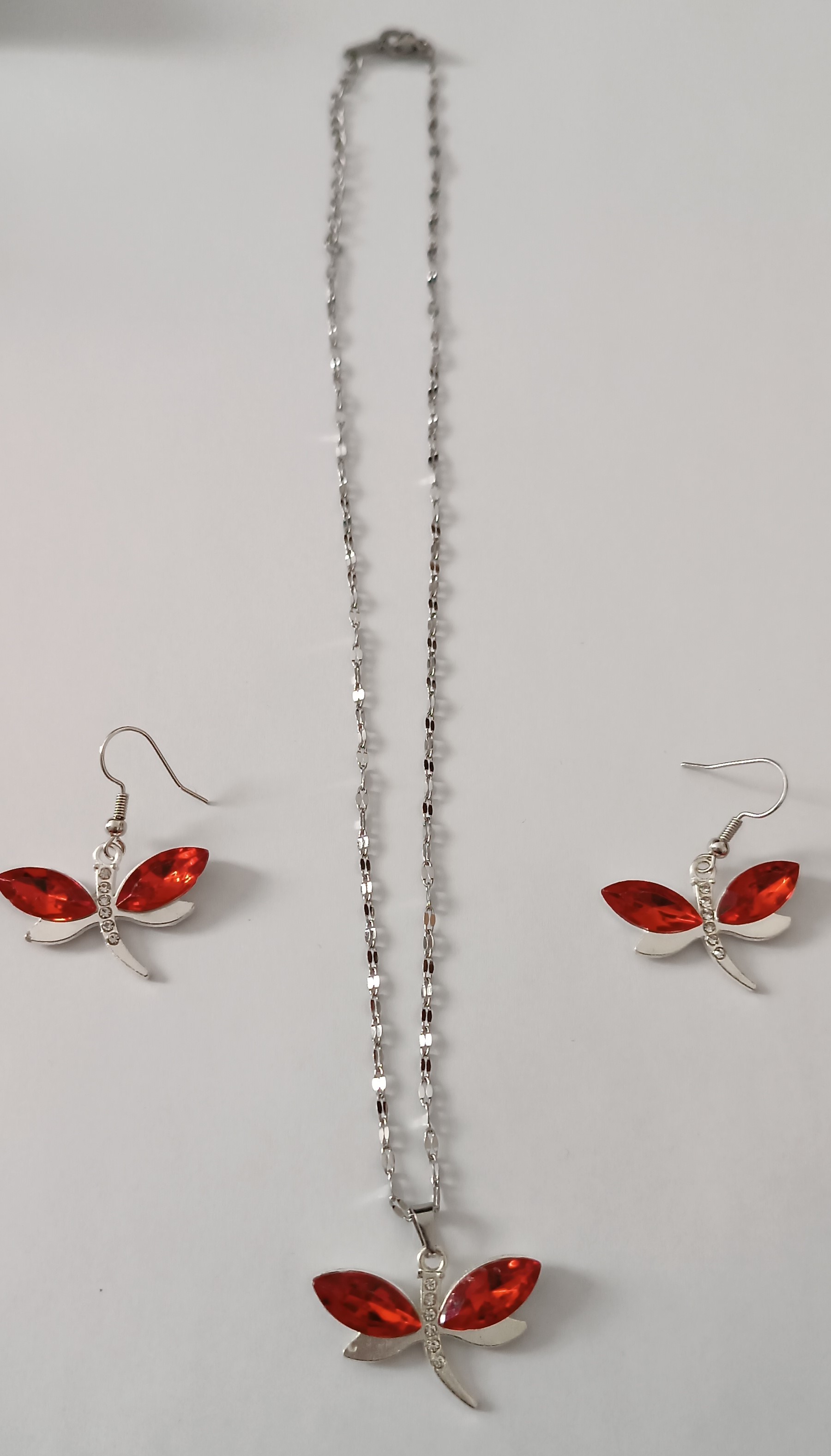 Parure Papillon Rouge en acier inoxydable