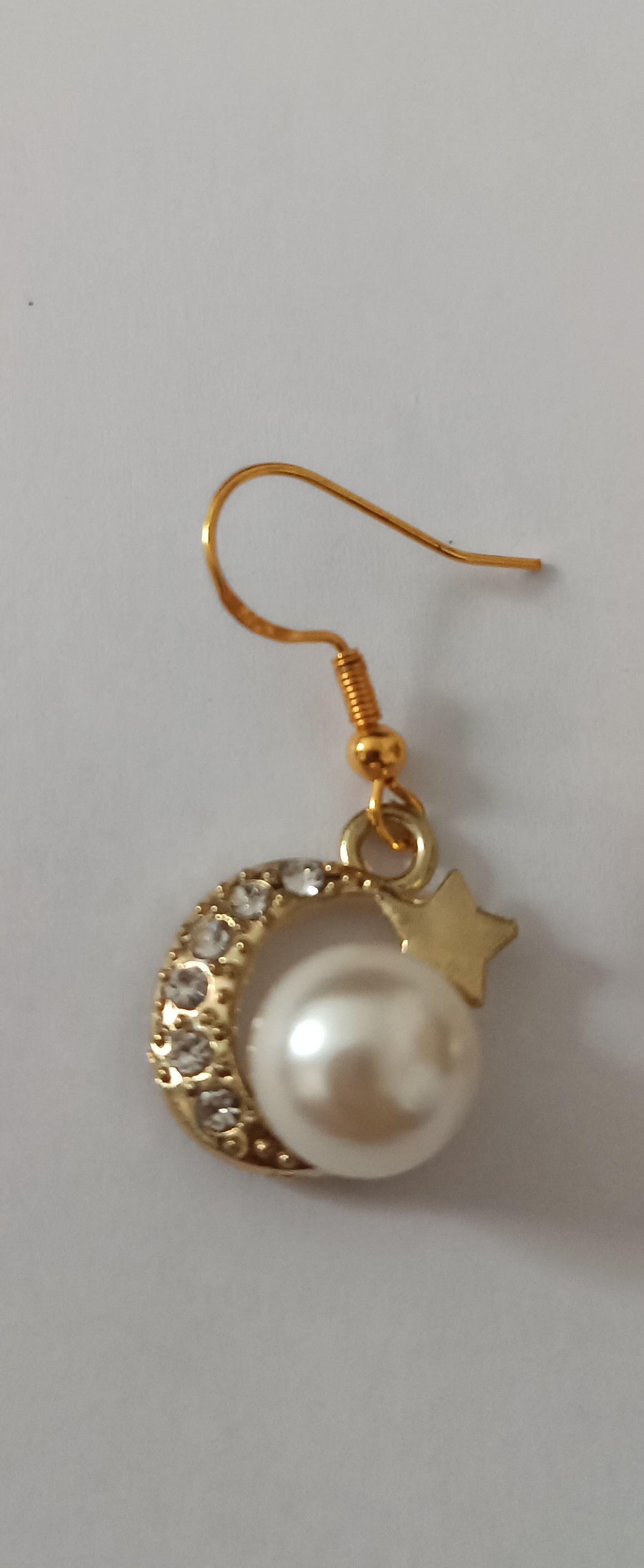 Boucles d'oreilles Lune, Etoile et perle