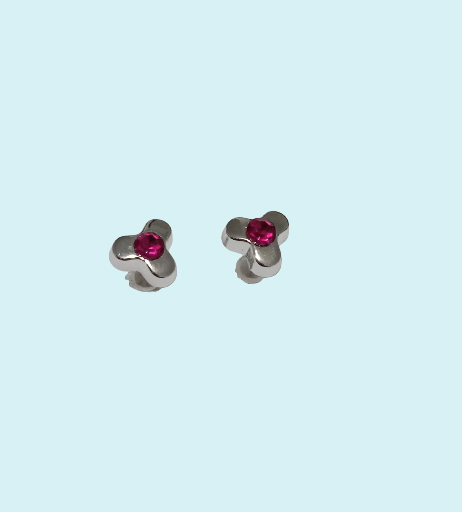 Boucles d'oreilles fleur en plastique pierre rose