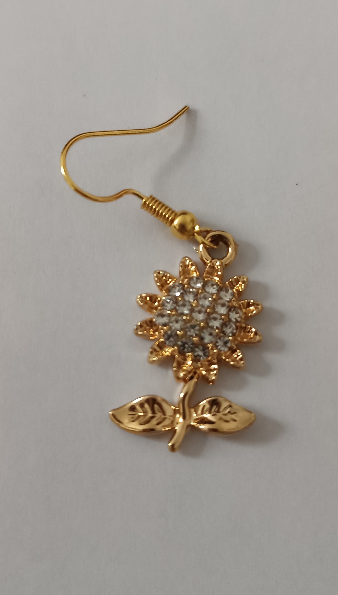 Boucles d'oreilles Tournesol dorées avec strass