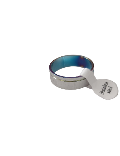 Bague argentée en acier inoxydable avec rainure