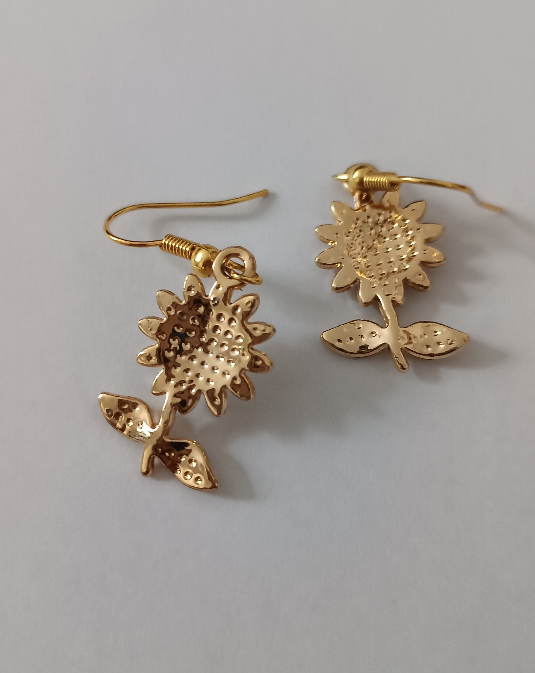 Boucles d'oreilles Tournesol dorées avec strass
