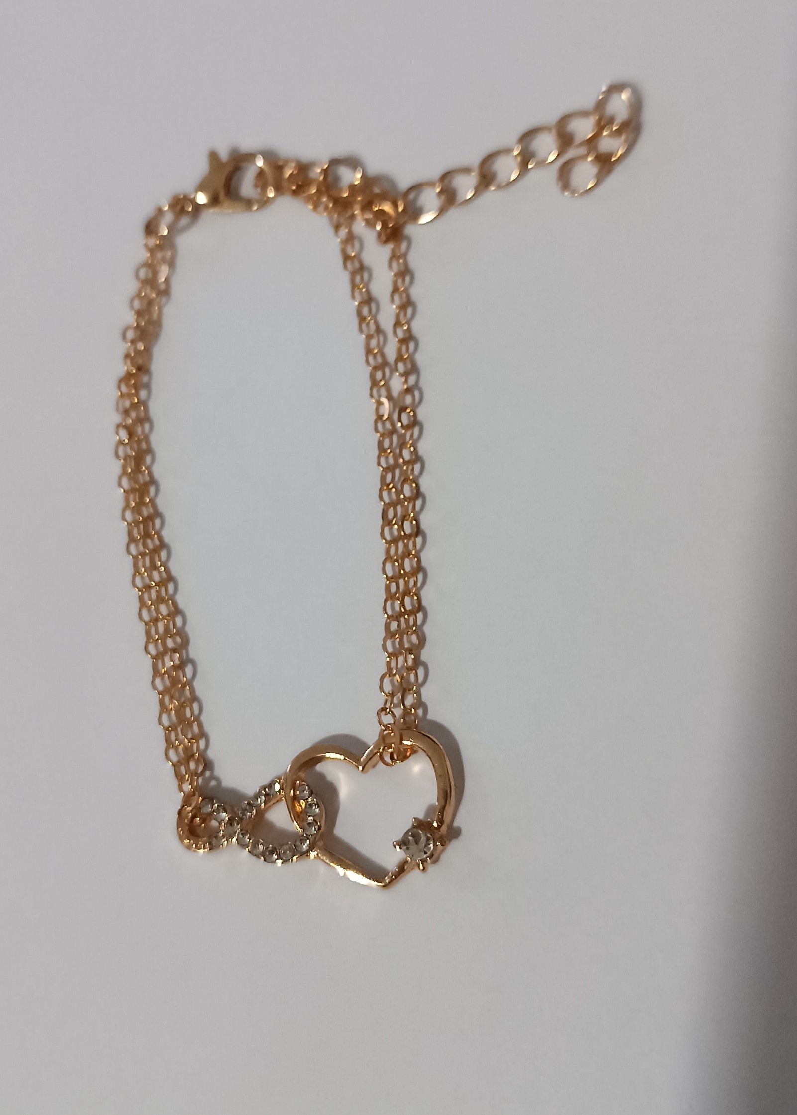 Bracelet Coeur et infini Doré avec strass