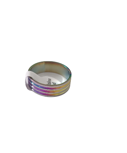 Bague striée arc-en-ciel en acier inoxydable