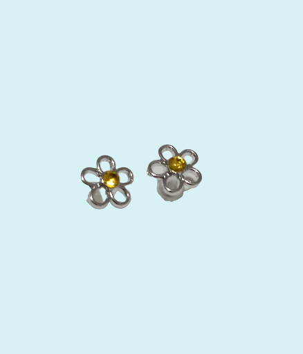 Boucles d’oreilles fleur en plastique pierre jaune