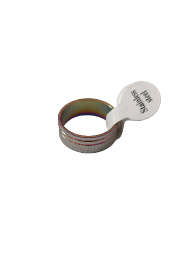 Bague argentée multicolore en acier inoxydable