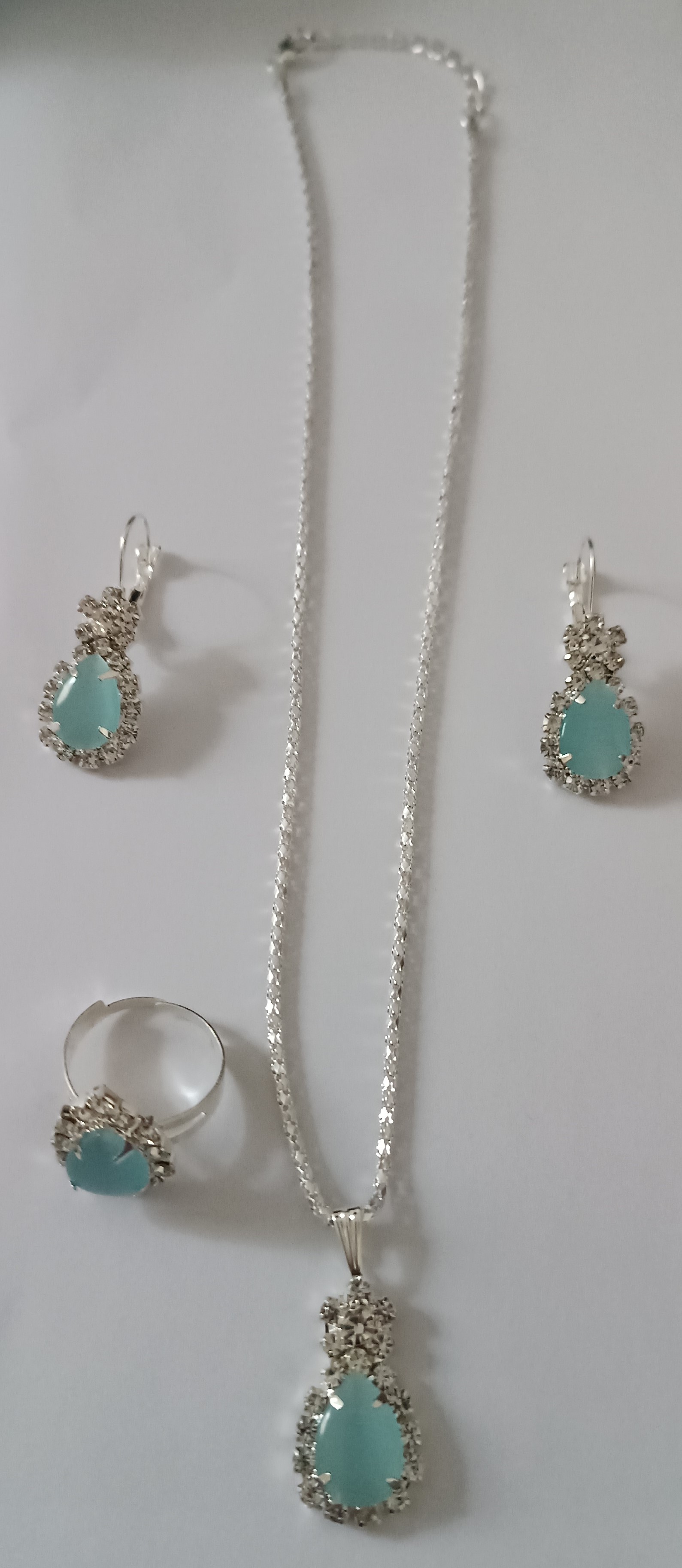 Parure Bijoux Argentée et Pierre Turquoise