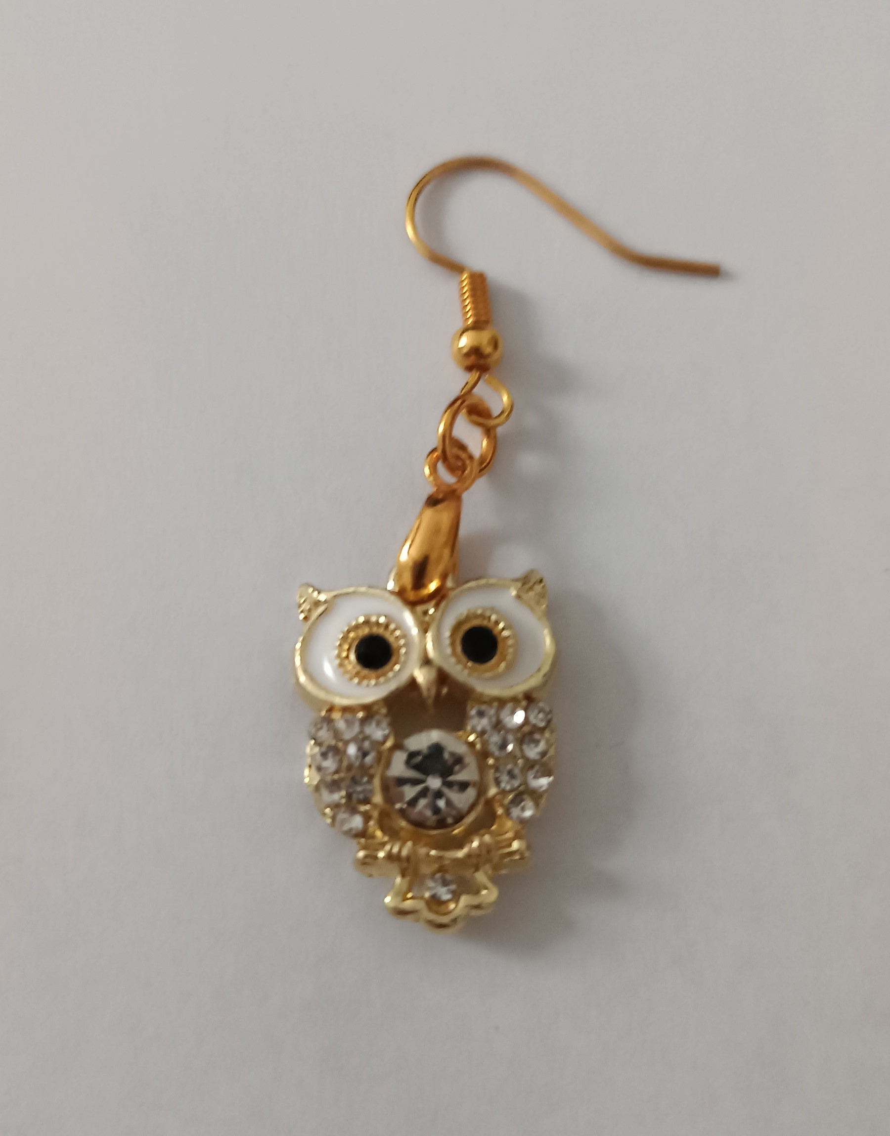 Boucles d’oreilles hibou dorées avec strass