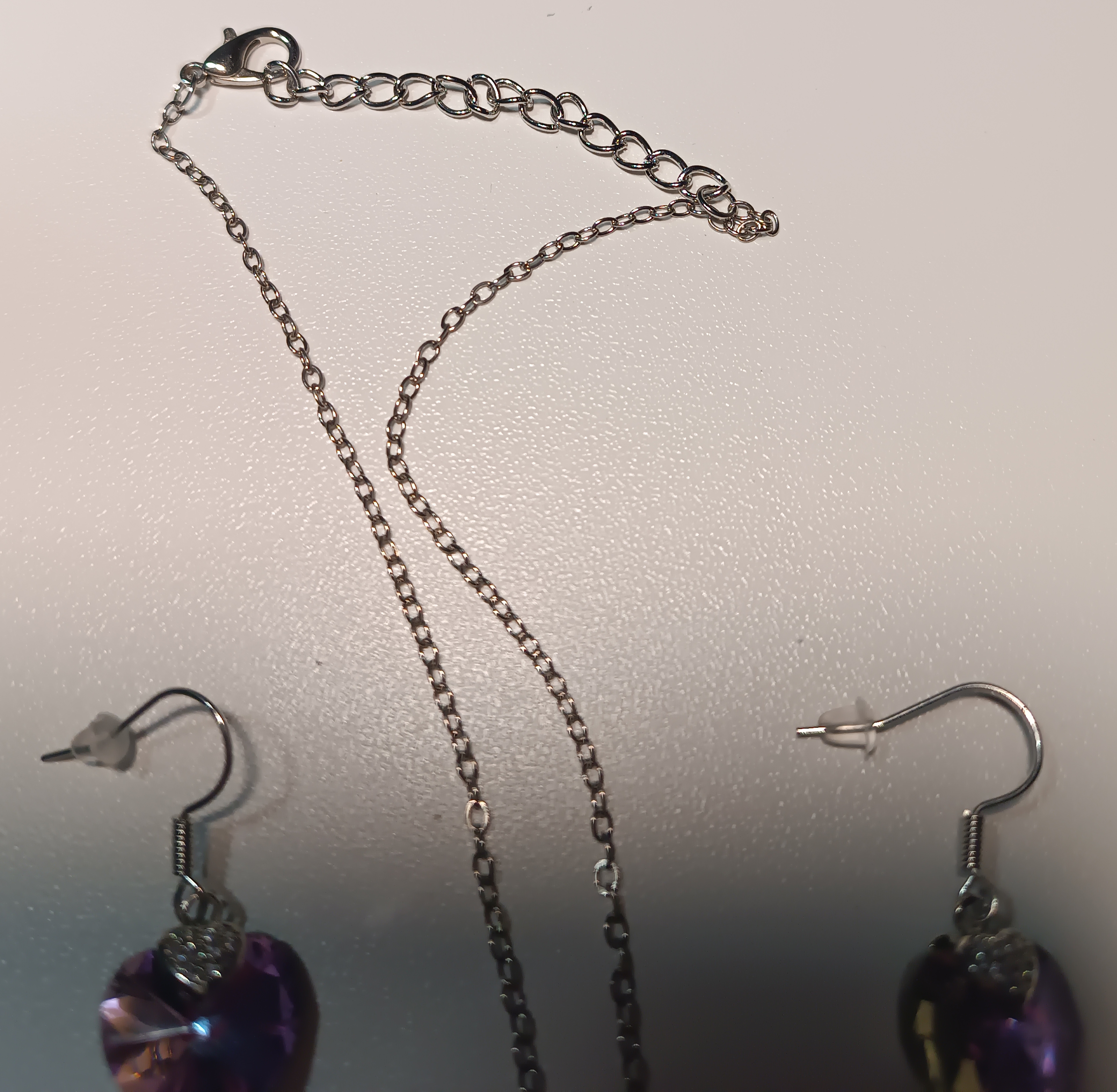 Parure cœur violet avec strass