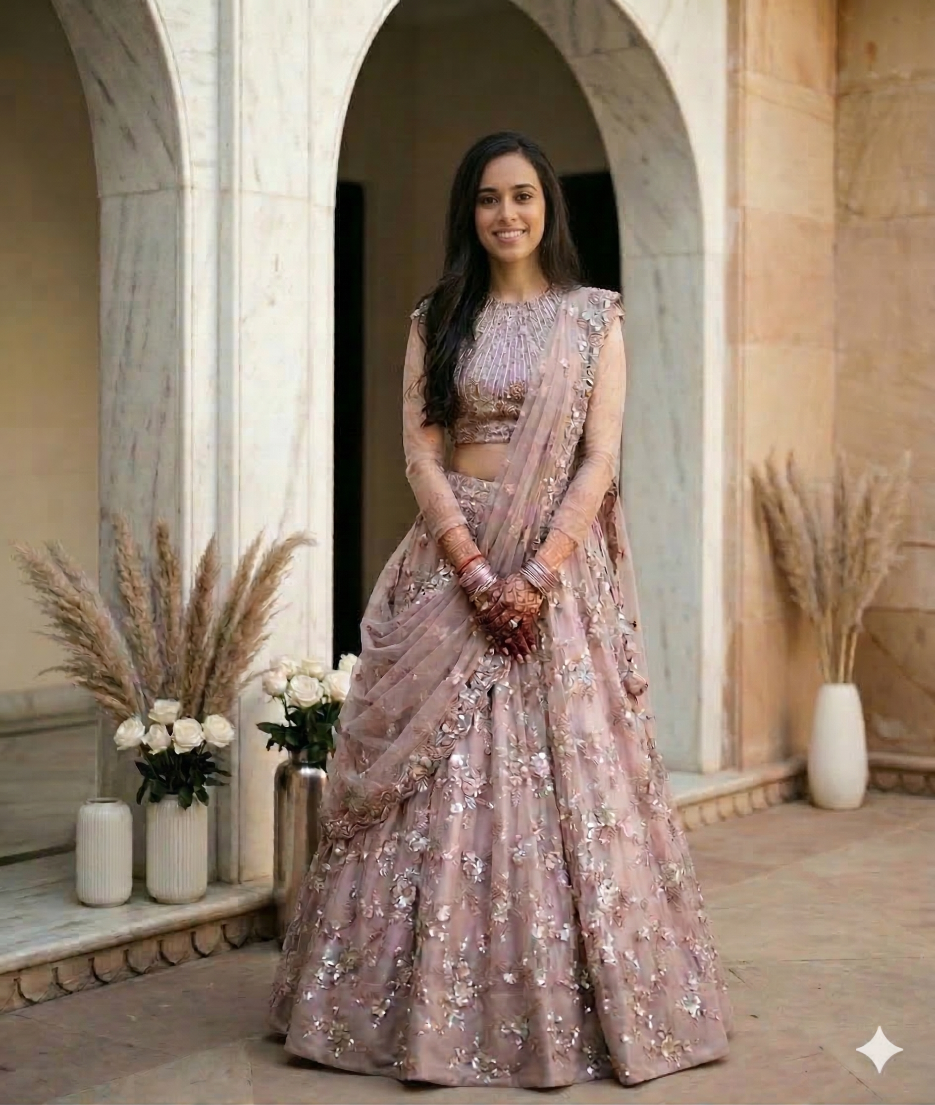 Embroidered Lavender Lehenga