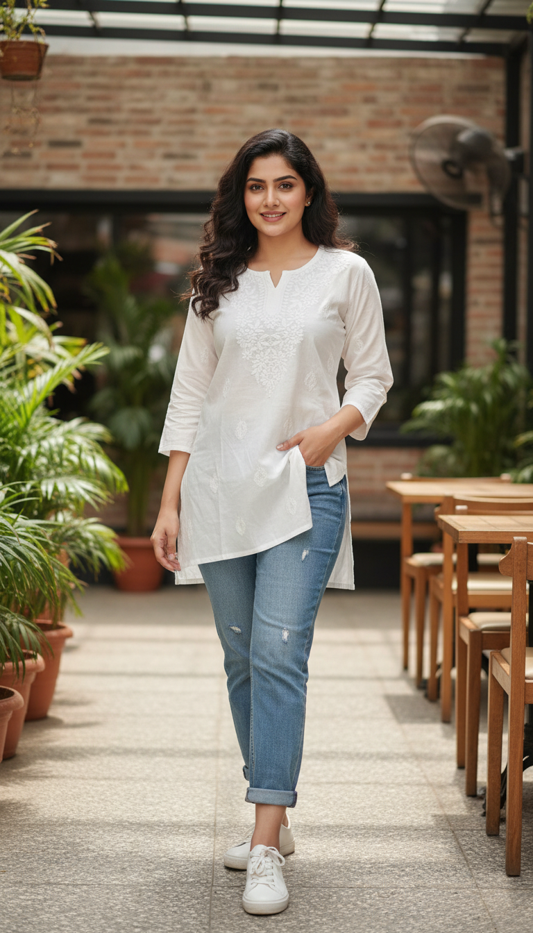 Elegant Lucknow Chikankari Short Kurti