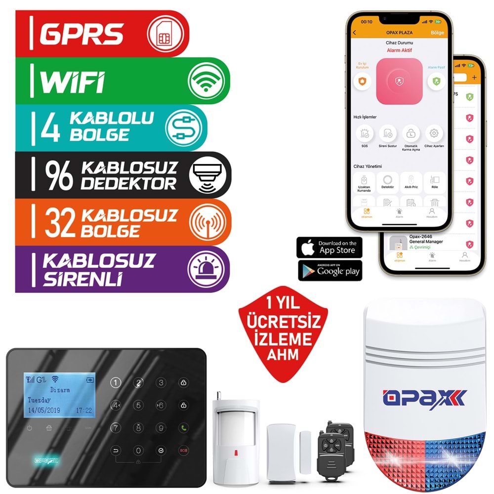 ARD-575+ BGR-09 GPRS | GSM | WİFİ KABLOLU & KABLOSUZ ALARM PANELİ