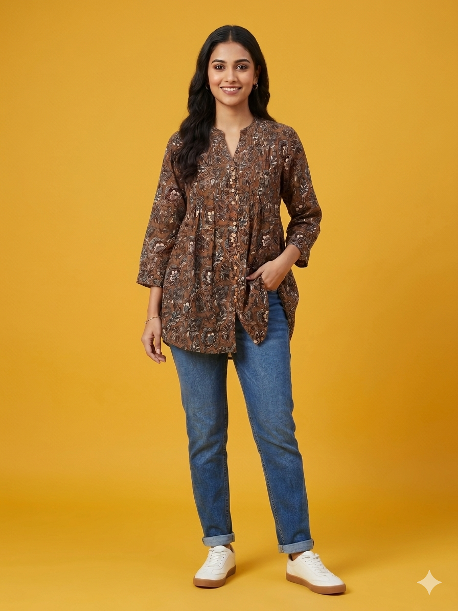 Floral Print Tunic Top