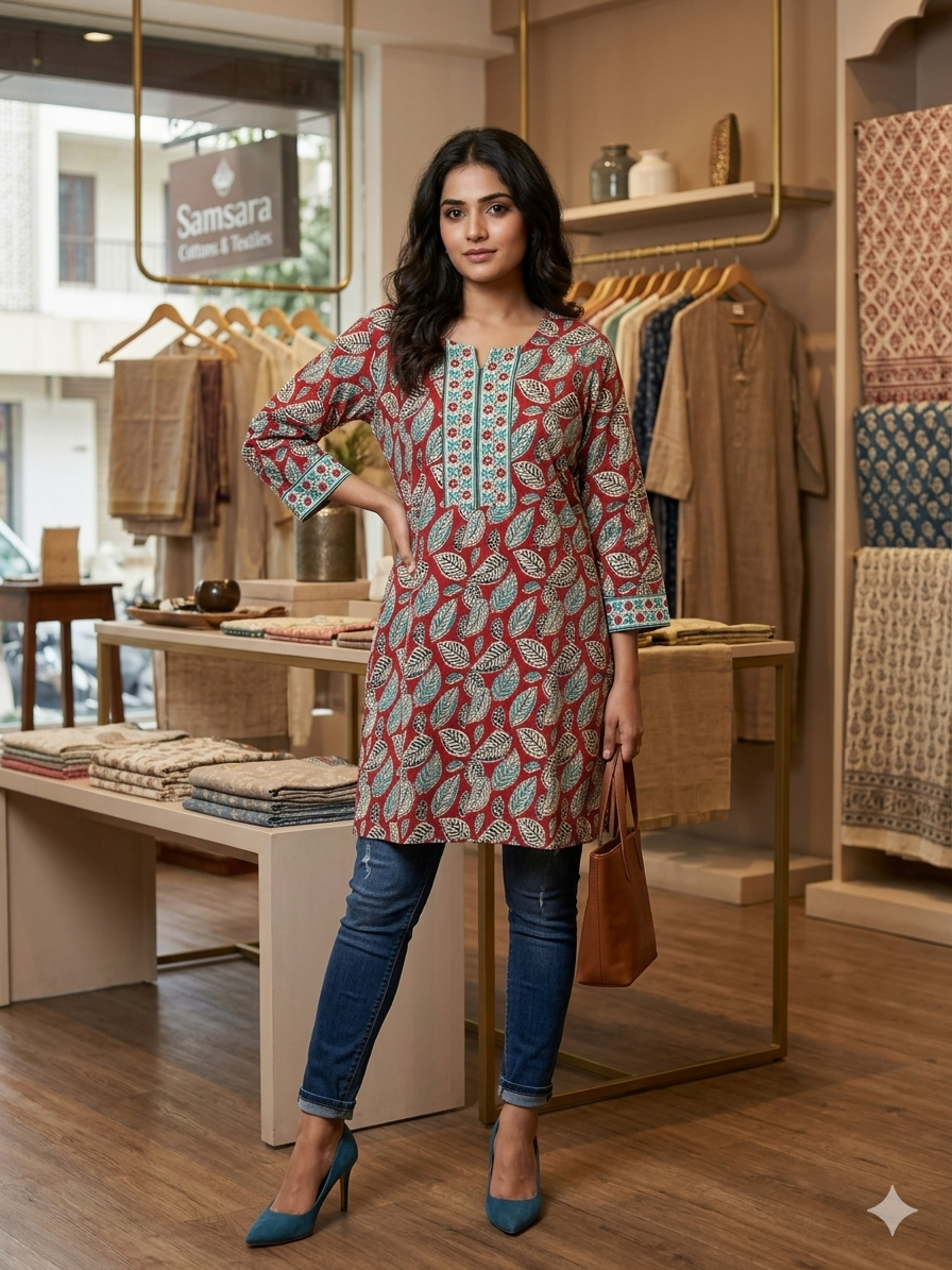 Handblock Print Cotton Kurti
