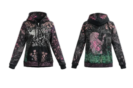 Black Botanical Art Hoodie