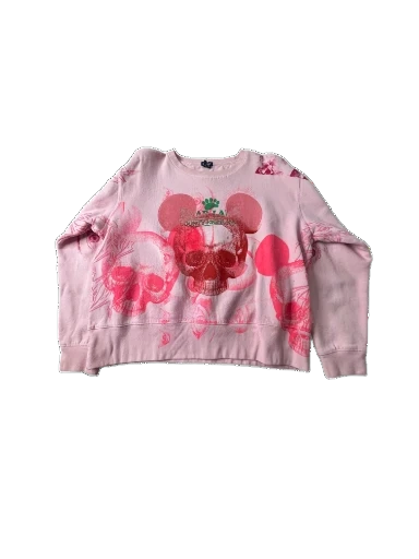 Light Pink Mouse-Skull Crewneck 