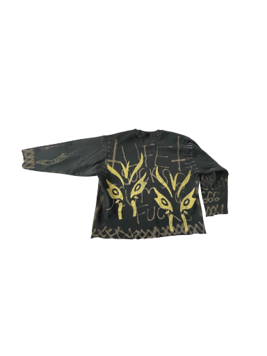 Black Graffiti Long-Sleeve 2xl cotton polyester 