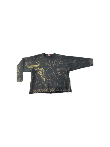 Black Graffiti Long-Sleeve 2xl cotton polyester 
