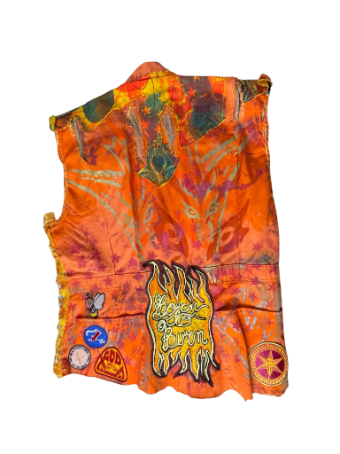 Orange Patchwork Utility Vest