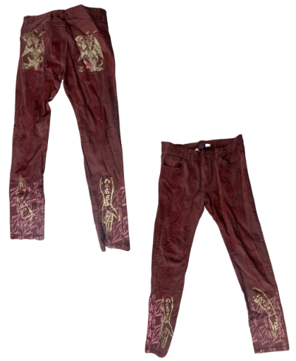 Burgundy Graphic Denim