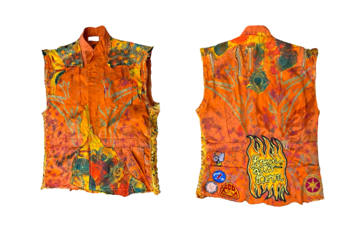 Orange Patchwork Utility Vest