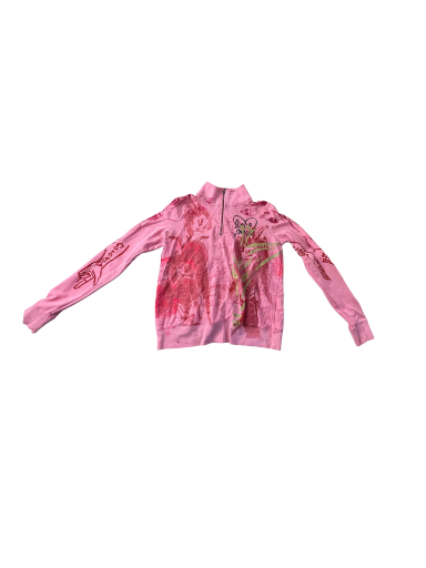 Pink Graphic Zip-Up Jacket  