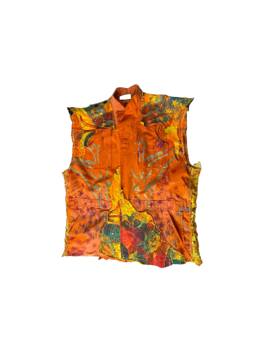 Orange Patchwork Utility Vest