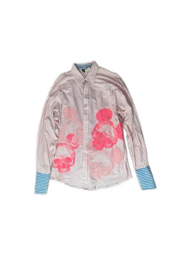 Pink Striped Skull Shirt