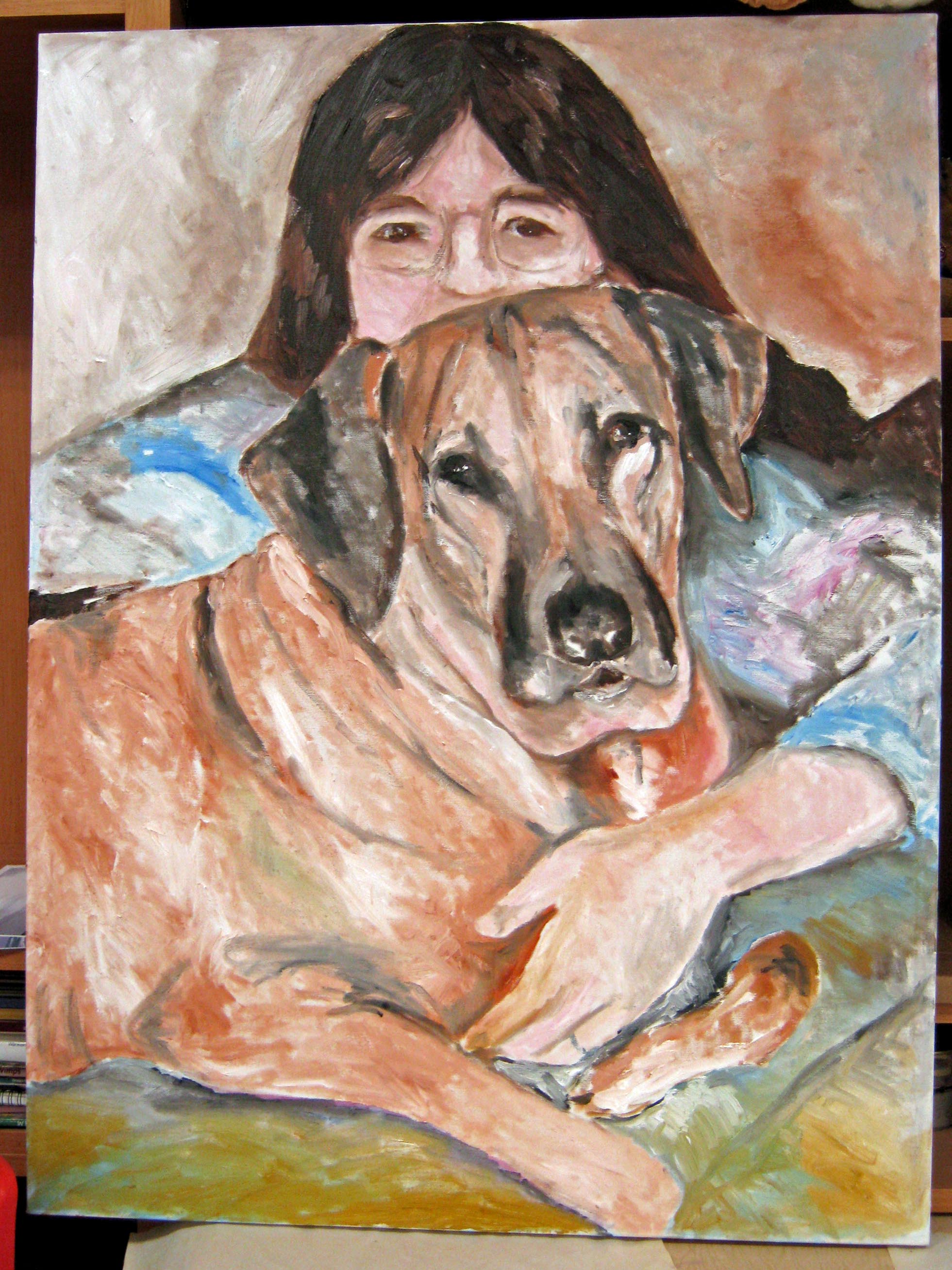 Dog and Owner Portrait Painting