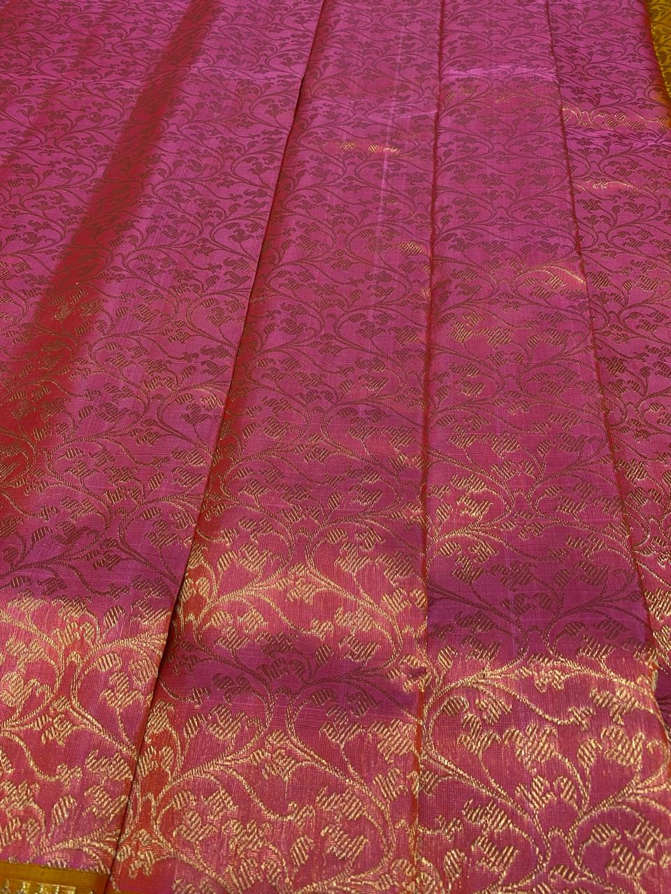 Venkatagiri Pure Handloom Pattu Saree with 12 Inch Designer Border and Hand Buta