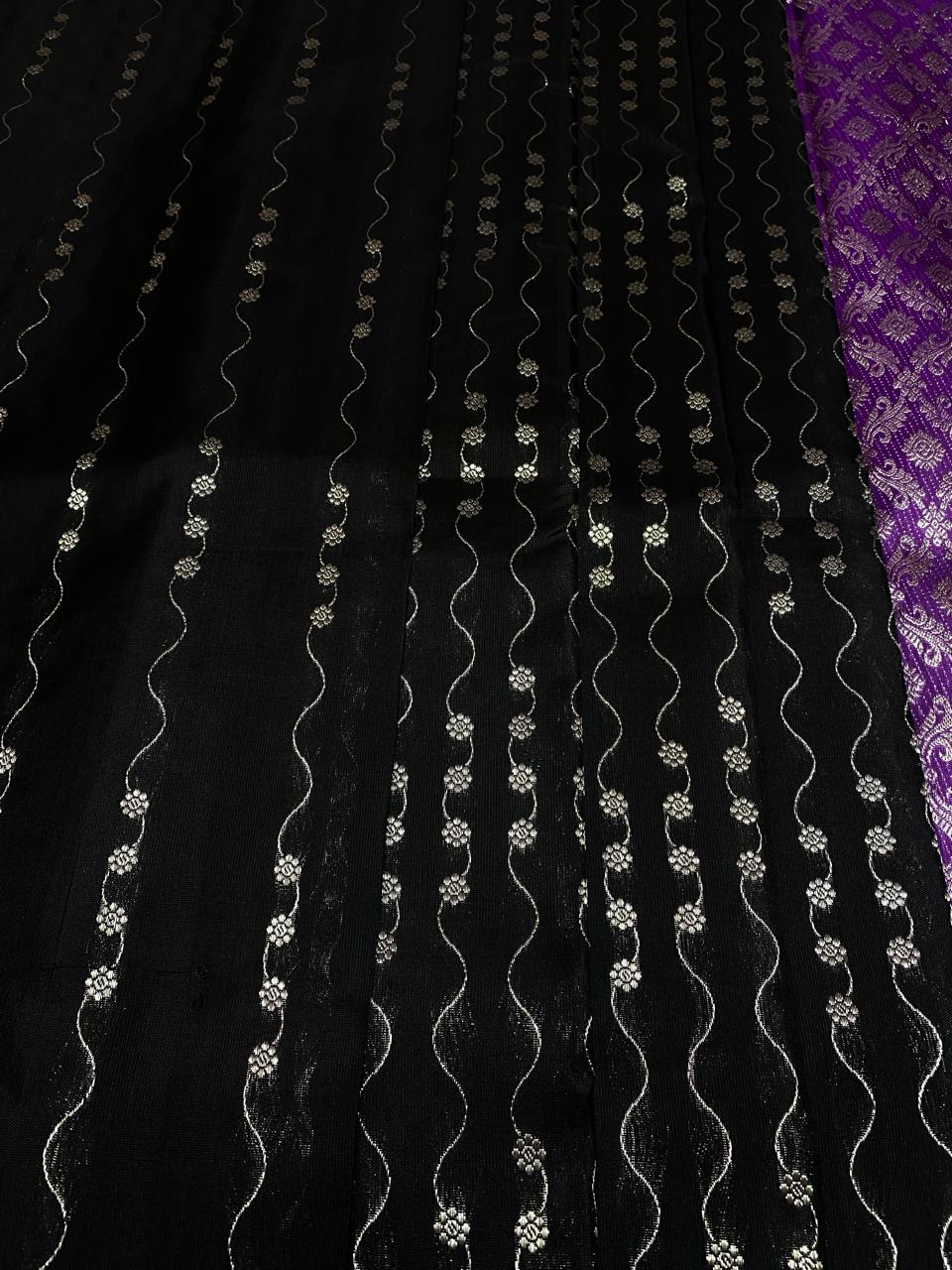 Venkatagiri Pure Handloom Pattu Saree with 3 Inch Designer Border and Hand Buta