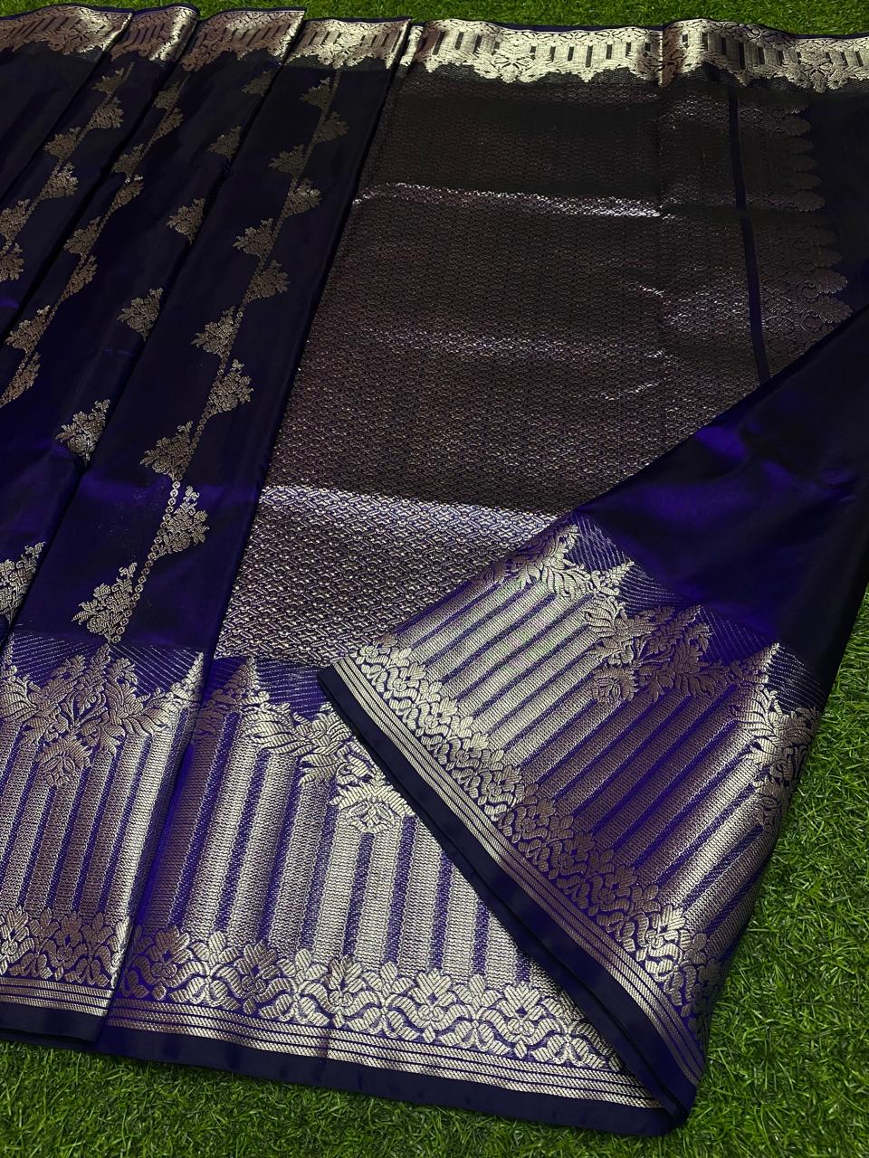 Venkatagiri Pure Handloom Pattu Saree with 10-Inch Rich Zari Border Handwork Buta