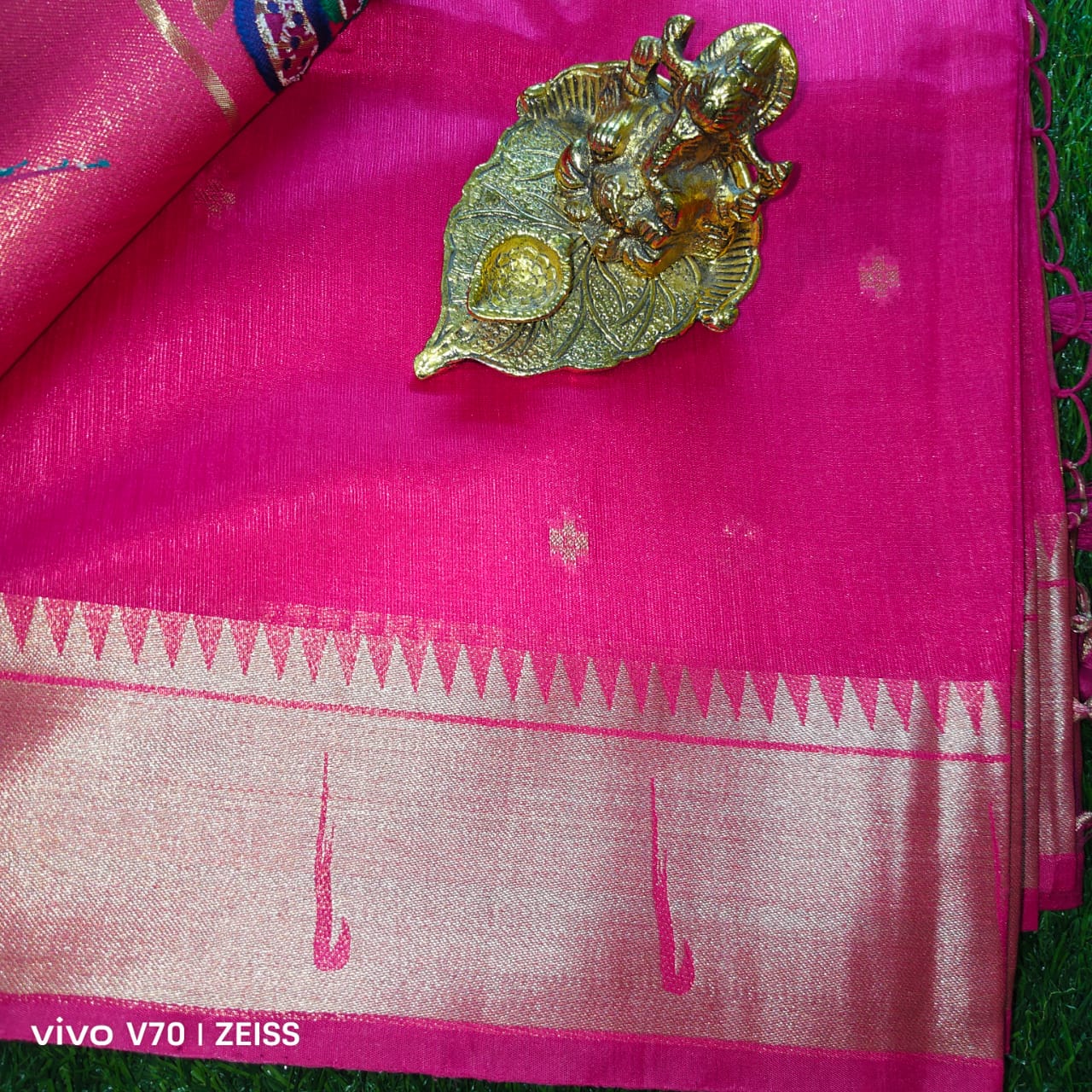 Beautiful Pink Tussar Silk Saree with Paithani Pallu & Munia Border