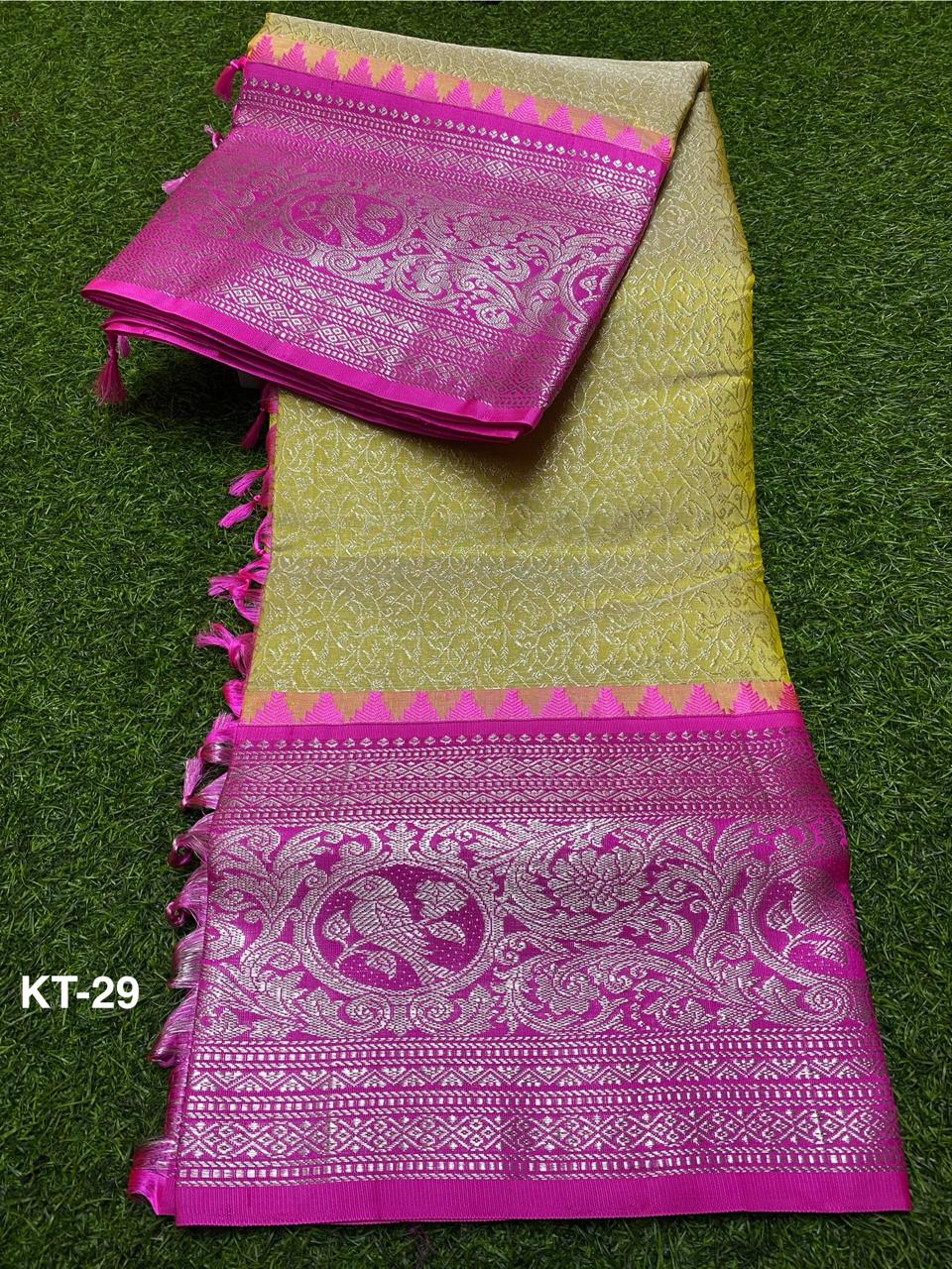 Venkatagiri Pure Handloom Pattu Saree with 12 Inch Special Kuttu Border and Hand Buta