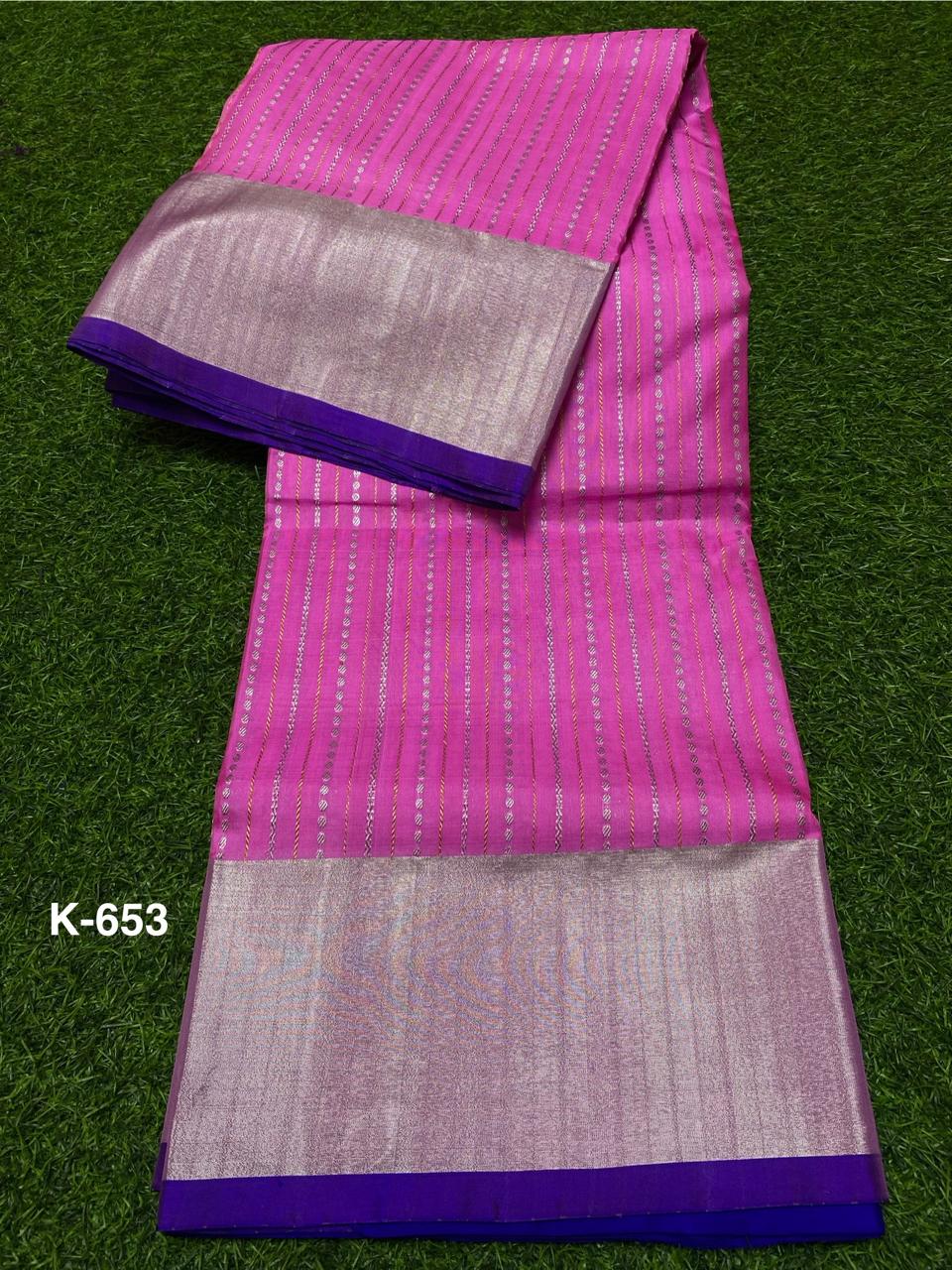 Venkatagiri Pure Handloom Pattu Saree with 6 Inch Kaddi Border