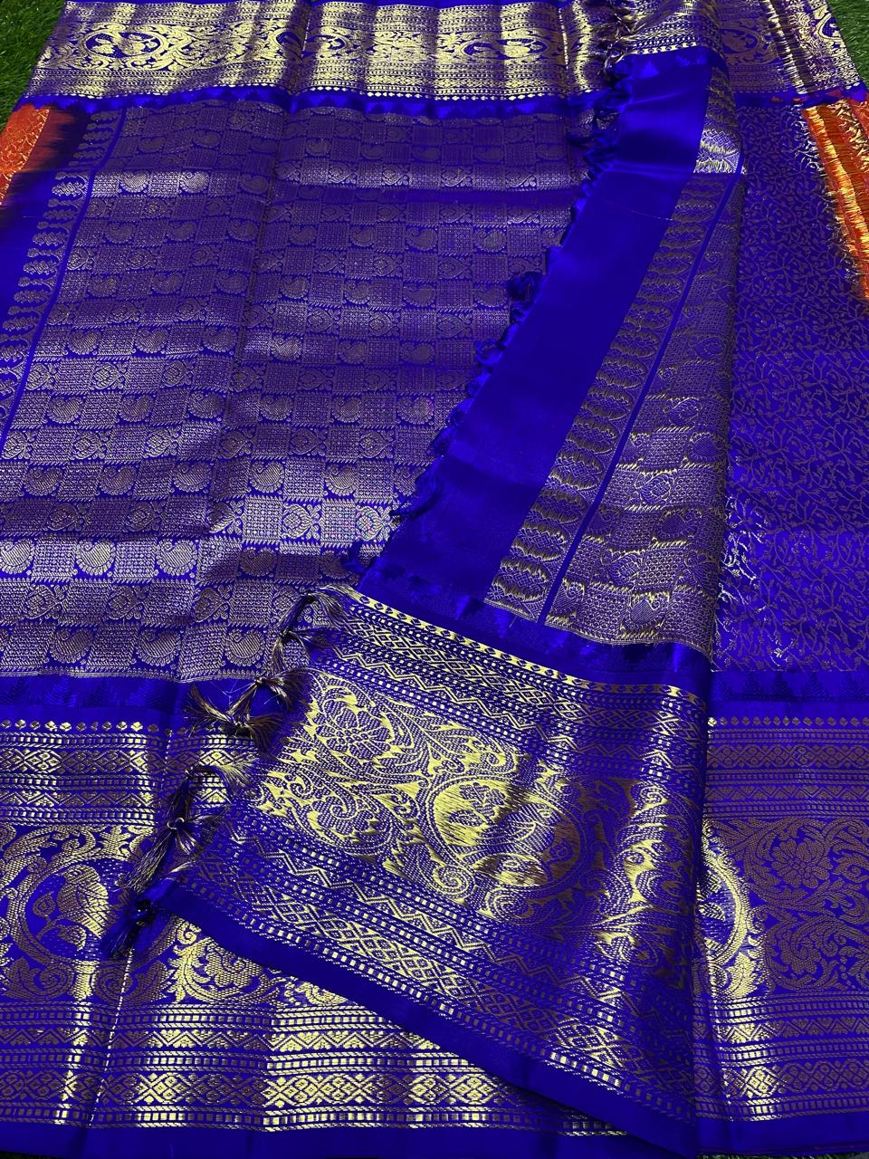 Venkatagiri Pure Handloom Pattu Saree with 12 Inch Special Kuttu Border and Hand Buta