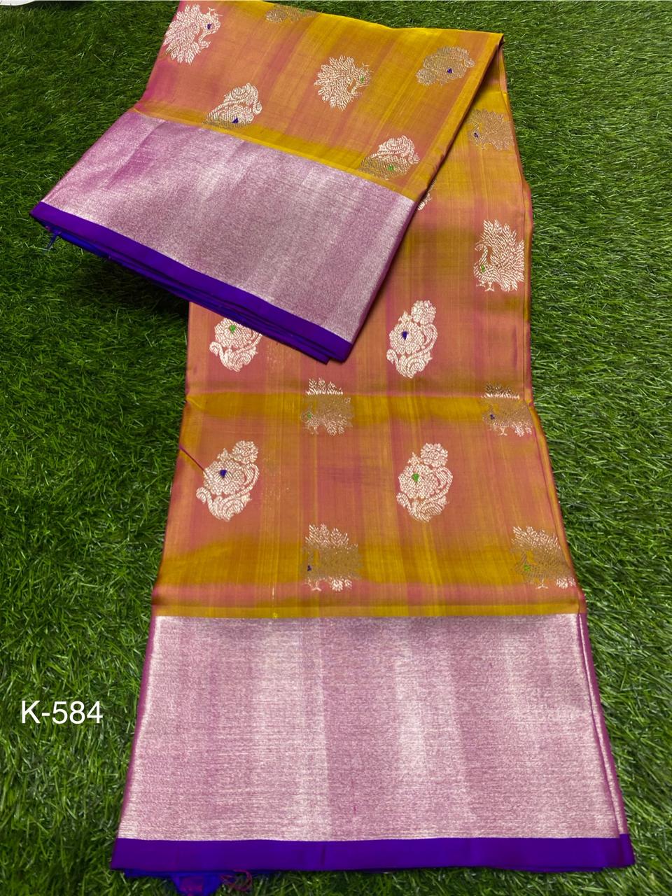 Venkatagiri Pure Handloom Pattu Saree with 6 Inch Kaddi Border