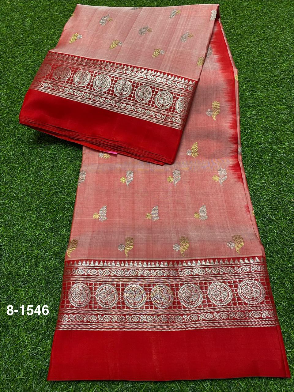 Venkatagiri Pure Handloom Pattu Saree with 6 Inch Designer Border and Hand Buta