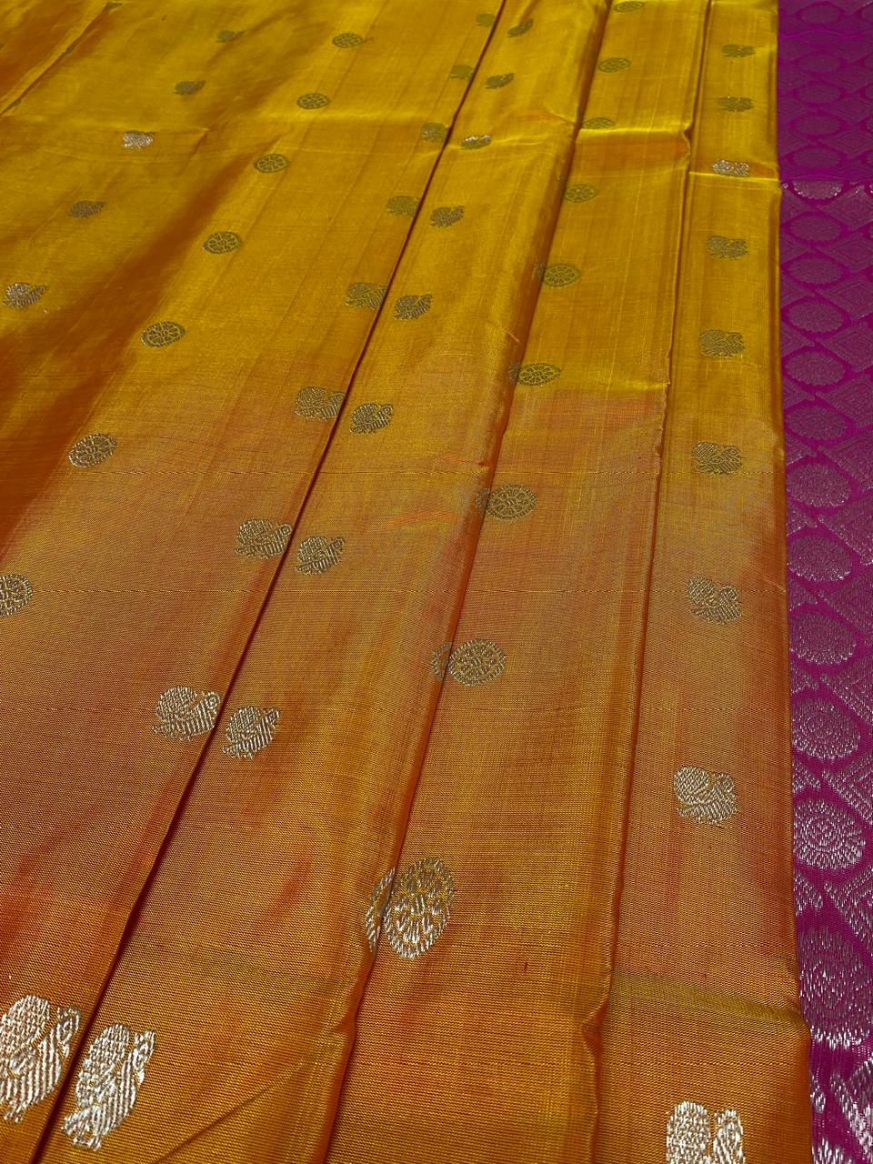Venkatagiri Pure Handloom Pattu Saree with 12 Inch Rich Designer Border and Hand Buta
