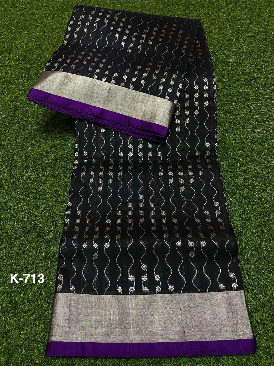 Venkatagiri Pure Handloom Pattu Saree with 3 Inch Designer Border and Hand Buta