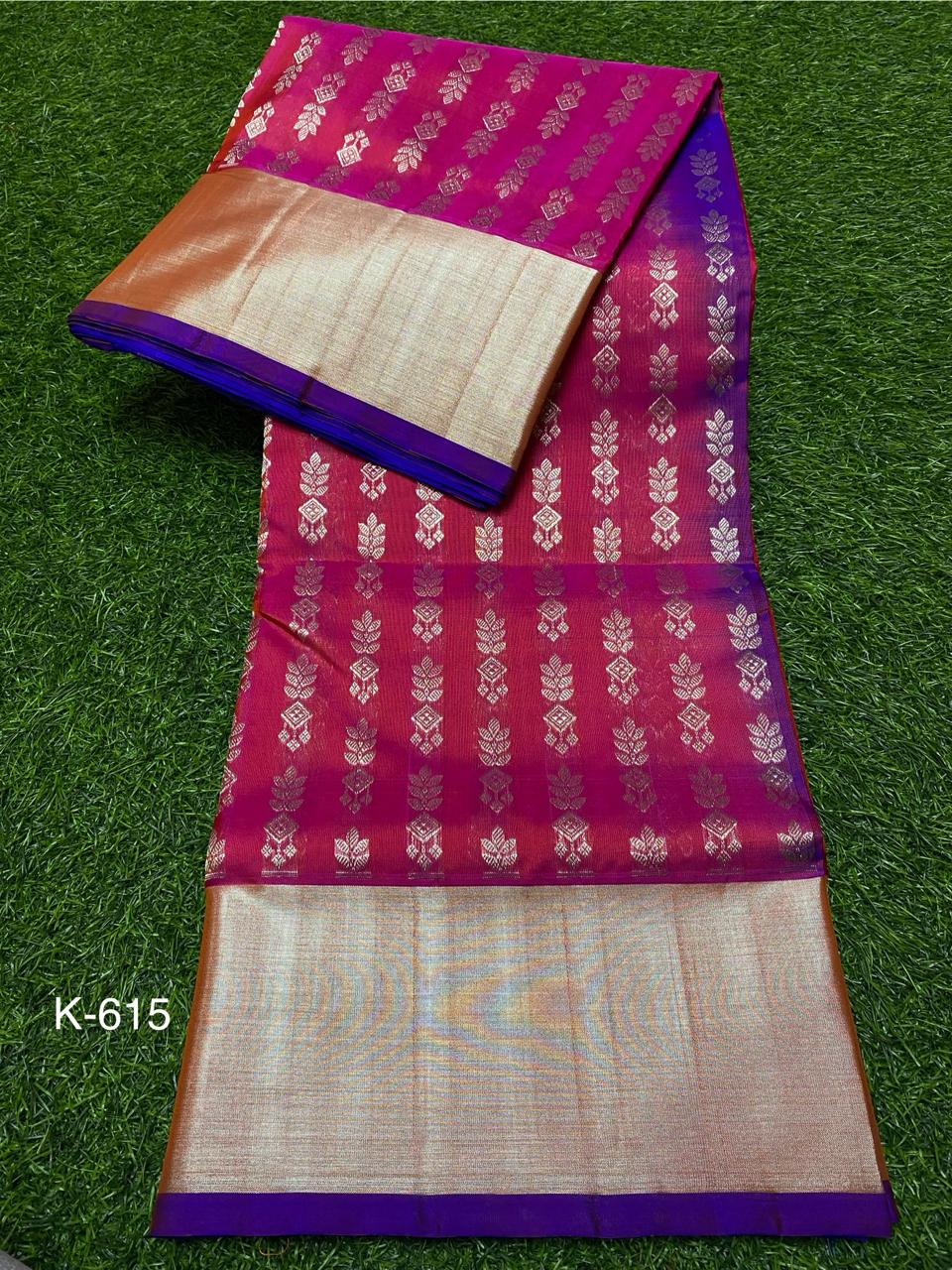 Venkatagiri Pure Handloom Pattu Saree with 6 Inch Kaddi Border