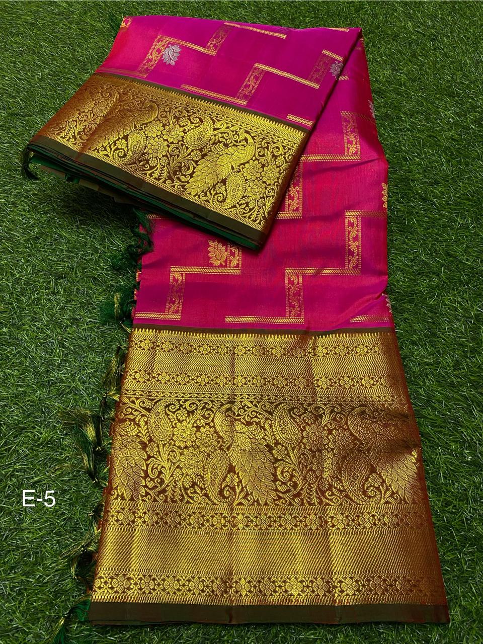 Venkatagiri Pure Handloom Pattu Saree with 12 Inch Designer Border and Hand Buta