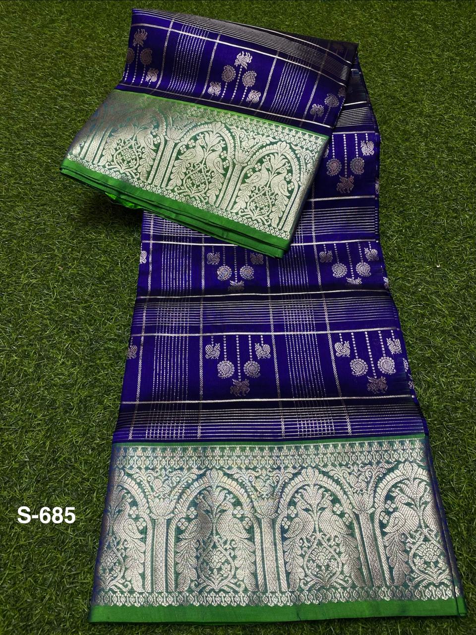 Venkatagiri Pure Handloom Pattu Saree with 6 Inch Designer Border and Full Hand Buta Work
