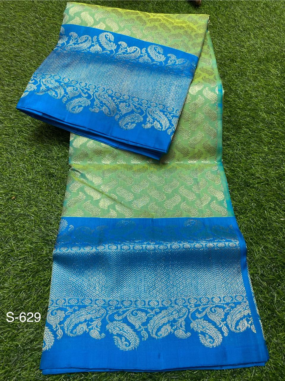 Venkatagiri Pure Handloom Pattu Saree with 6 Inch Designer Border and Hand Buta