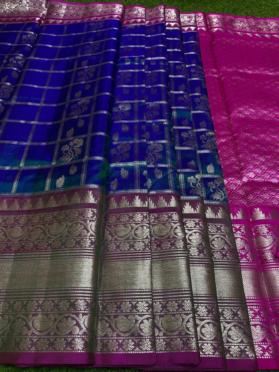 Venkatagiri Pure Handloom Pattu Saree with 12 Inch Designer Border and Hand Buta