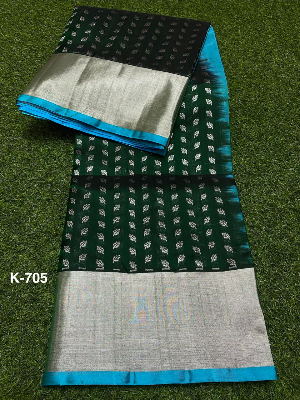 Venkatagiri Pure Handloom Pattu Saree with 6 Inch Kaddi Border