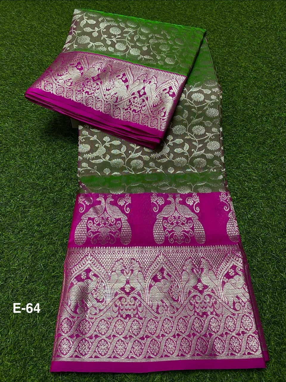 Venkatagiri Pure Handloom Pattu Saree with 12 Inch Rich Designer Border and Hand Buta
